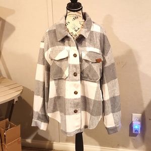 Grey plaid flannel shacket
